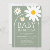 Baby in Bloom Daisy Sage Green Baby Shower Kaart (Voorkant)
