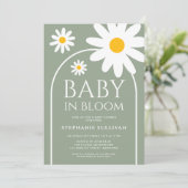 Baby in Bloom Daisy Sage Green Baby Shower Kaart (Staand voorkant)