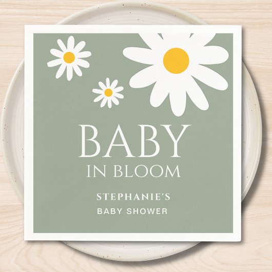 Baby in Bloom Daisy Sage Green Baby Shower  Servet