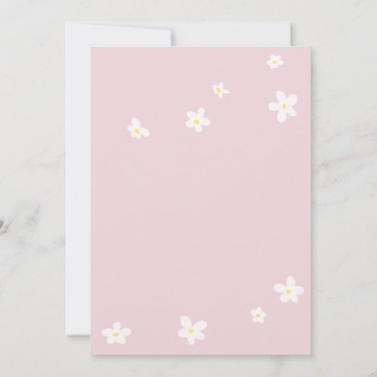 Baby in Bloom Daisy Spring Pink Boho Girl Shower Bedankkaart (Achterkant)