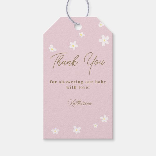 Baby in Bloom Daisy Spring Pink Boho Girl Shower Cadeaulabel (Voorkant)