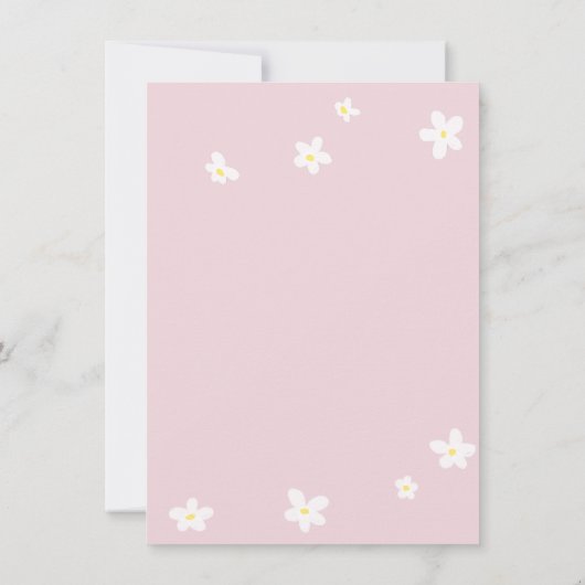 Baby in Bloom Daisy Spring Pink Boho Girl Shower Kaart (Achterkant)