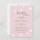 Baby in Bloom Daisy Spring Pink Boho Girl Shower Kaart (Voorkant)