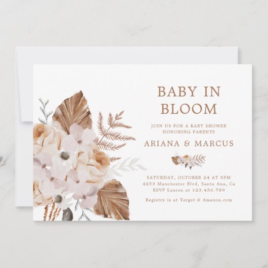 Baby in Bloom Dark Terracotta Boho Bouquet Kaart (Voorkant)