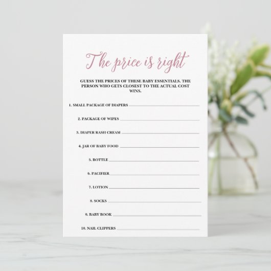 Baby in Bloom De prijs is het juiste spel Programmakaart (Staand voorkant)