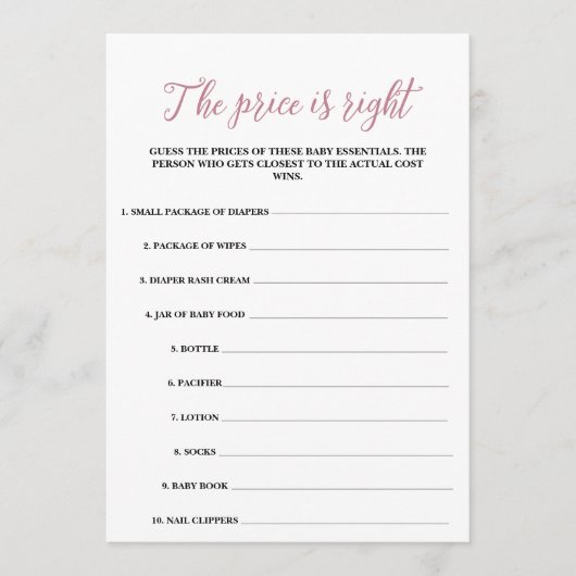 Baby in Bloom De prijs is het juiste spel Programmakaart (Voorkant)