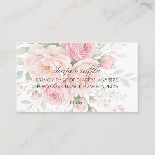 Baby in bloom diaper raffle baby shower game informatiekaartje (Voorkant)