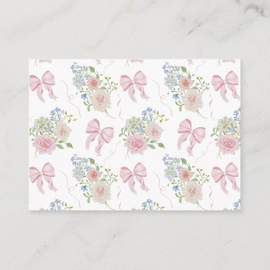 Baby in Bloom Display Douche Roze Bow Baby shower Informatiekaartje (Achterkant)