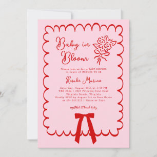 Baby in Bloom Doodle Coquette Boog Roze Baby Showe Kaart