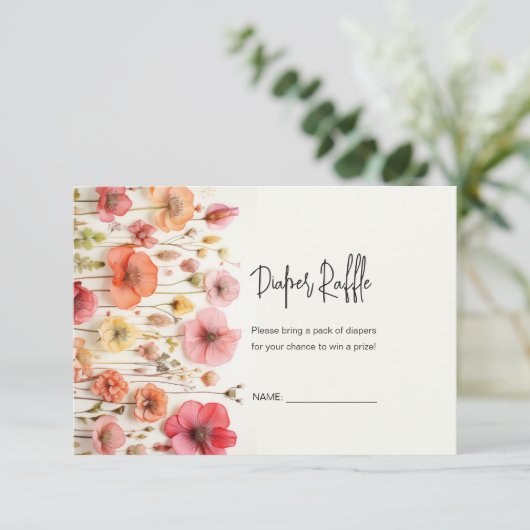 Baby in Bloom douche Luier loterij kaart (Staand voorkant)