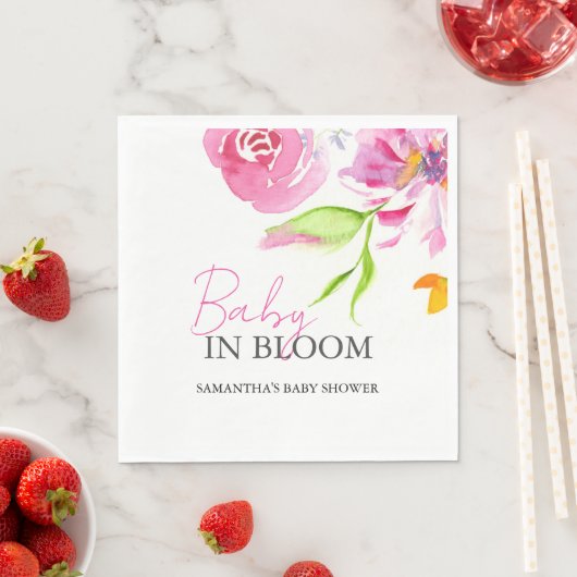 Baby In Bloom Douche Waterverf Bloemen Servet (Insitu)