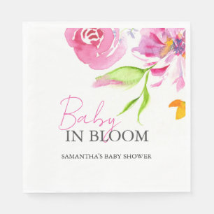 Baby In Bloom Douche Waterverf Bloemen Servet