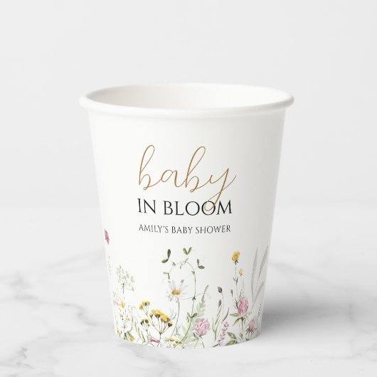 Baby in Bloom Douche wilde bloemen Papieren beker (Voorkant)