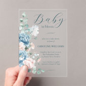 Baby in Bloom Dusty Blue Baby shower Acryl Uitnodigingen (Insitu (Draagbaar))