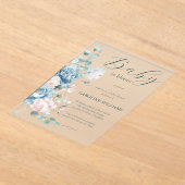Baby in Bloom Dusty Blue Baby shower Acryl Uitnodigingen (Laagn)