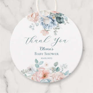 Baby in Bloom Dusty Blue Baby shower Bedankjes Labels