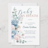 Baby in Bloom Dusty Blue Baby shower Kaart (Voorkant)