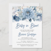 Baby in Bloom Dusty Blue Floral Baby shower Kaart (Voorkant)