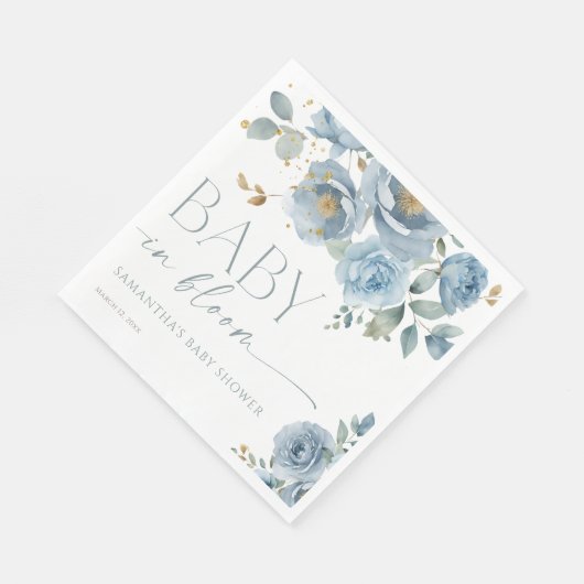 Baby in Bloom Dusty blue floral boy baby shower Servet (Hoek)