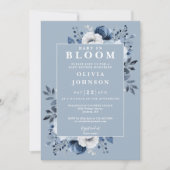 Baby in Bloom Dusty Blue Floral Foto Baby shower Kaart (Voorkant)
