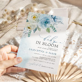 Baby in Bloom Dusty Blue Roos Floral Baby shower Kaart