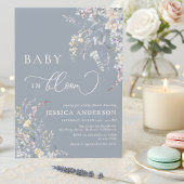 Baby In Bloom Dusty Blue Wildflower Baby Shower  Kaart