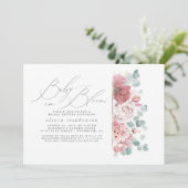 Baby in Bloom Dusty Pink Flowers Baby shower Kaart (Staand voorkant)