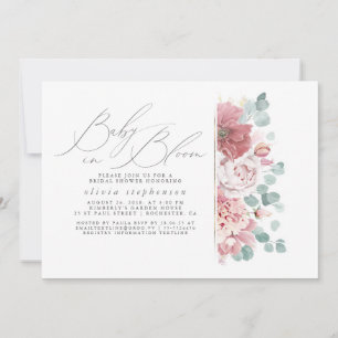 Baby in Bloom Dusty Pink Flowers Baby shower Kaart