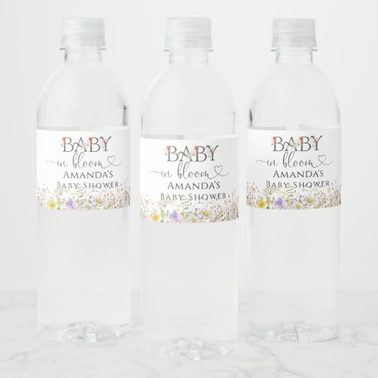 Baby in Bloom Elegant Baby shower Waterfles Etiket (Flessen)
