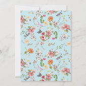 Baby in Bloom Elegant Blauw Waterverf Baby shower Kaart (Achterkant)