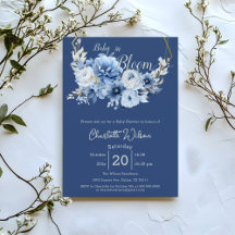 Baby in Bloom Elegant Blauwe Bloemen Baby shower