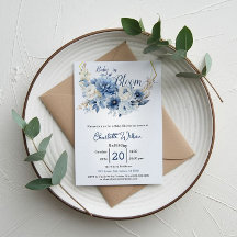 Baby in Bloom Elegant Blauwe Bloemen Baby shower