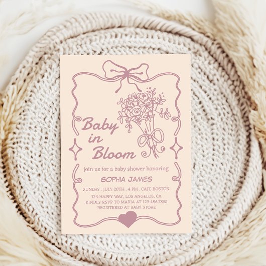 Baby in Bloom - Elegant Floral Baby shower Kaart