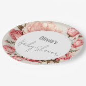 Baby in Bloom Elegant Flower Pink Baby shower Papieren Bordje (Gekanteld)