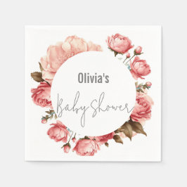 Baby in Bloom Elegant Flower Pink Baby shower Servet