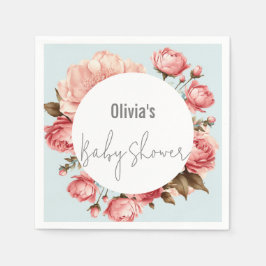 Baby in Bloom Elegant Flower Pink Baby shower Servet
