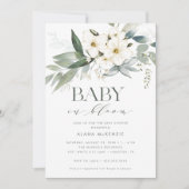 Baby in Bloom Elegant Greenery Baby shower Kaart (Voorkant)