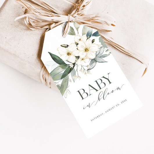 Baby in Bloom Elegant Greenery Favor Cadeaulabel