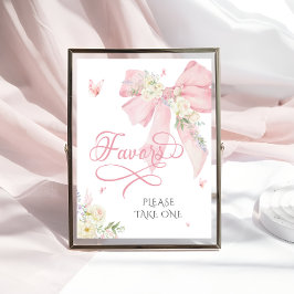 Baby in Bloom Elegant Pink Bow Baby shower Favors Poster