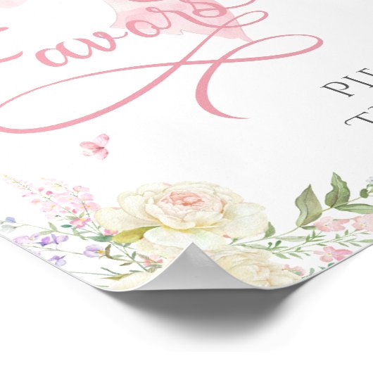 Baby in Bloom Elegant Pink Bow Baby shower Favors Poster (Hoek)
