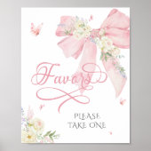 Baby in Bloom Elegant Pink Bow Baby shower Favors Poster (Voorkant)