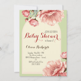 Baby in Bloom Elegant Roze Bloem Baby shower In Kaart