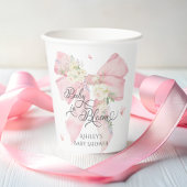 Baby in Bloom Elegant Soft Pink Bow Baby shower Papieren Bekers