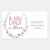Baby in Bloom Elegant White Wildflower Baby shower Rechthoekige Sticker (Voorkant)