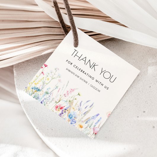 Baby in Bloom Elegant Wildflowers Baby shower Bedankjes Labels