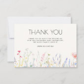 Baby in Bloom Elegant Wildflowers Baby shower Bedankkaart (Voorkant)