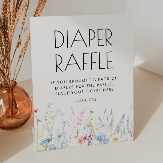 Baby in Bloom Elegant Wildflowers Luier Raffle Reclamebord Met Voetstuk
