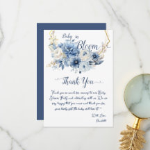 Baby In Bloom Elegante Blauwe Bloemen Baby Shower