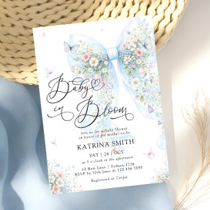 Baby in Bloom Elegante Blauwe Strik Baby Shower Kaart