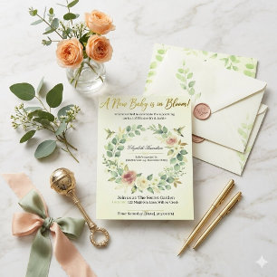 Baby in Bloom Elegante Botanische Bloemen Kaart